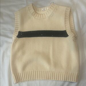 Chic Cream and Black Women's Sweater Vest